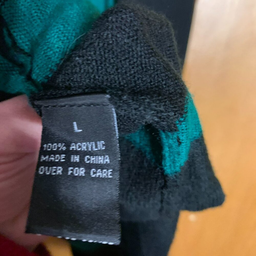 AB Studio Black and Green striped sweater dress, size large - Picture 6 of 7